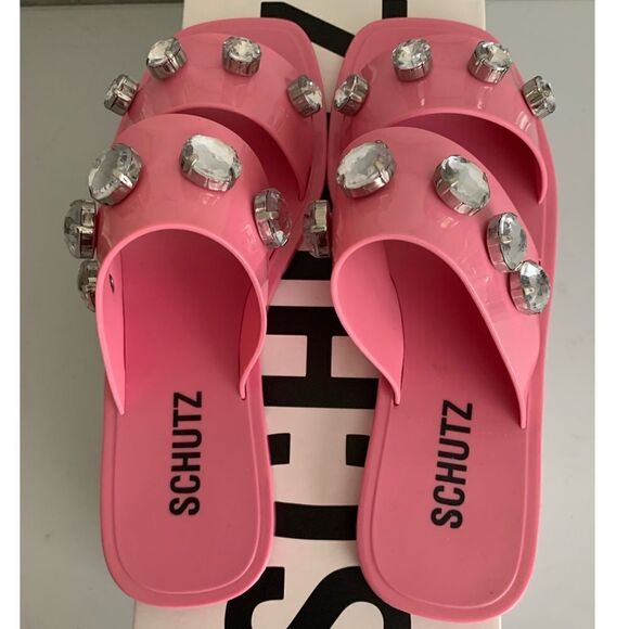 Schutz Lizzie Embellished Slide Sandals - Picture 8 of 12